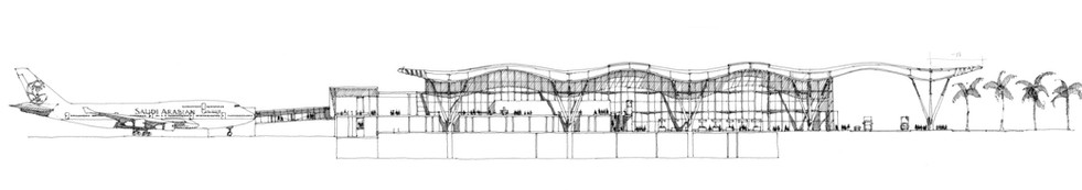 Architectural hand drawing by Russell Jones.