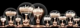 lightbulbs with lighted words