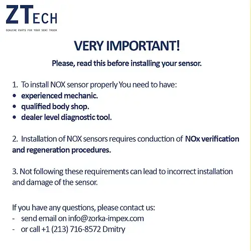 Thumbnail: ZTech NOx Sensor A0101532228 | Freightliner Cascadia NOx Sensor (Inlet)