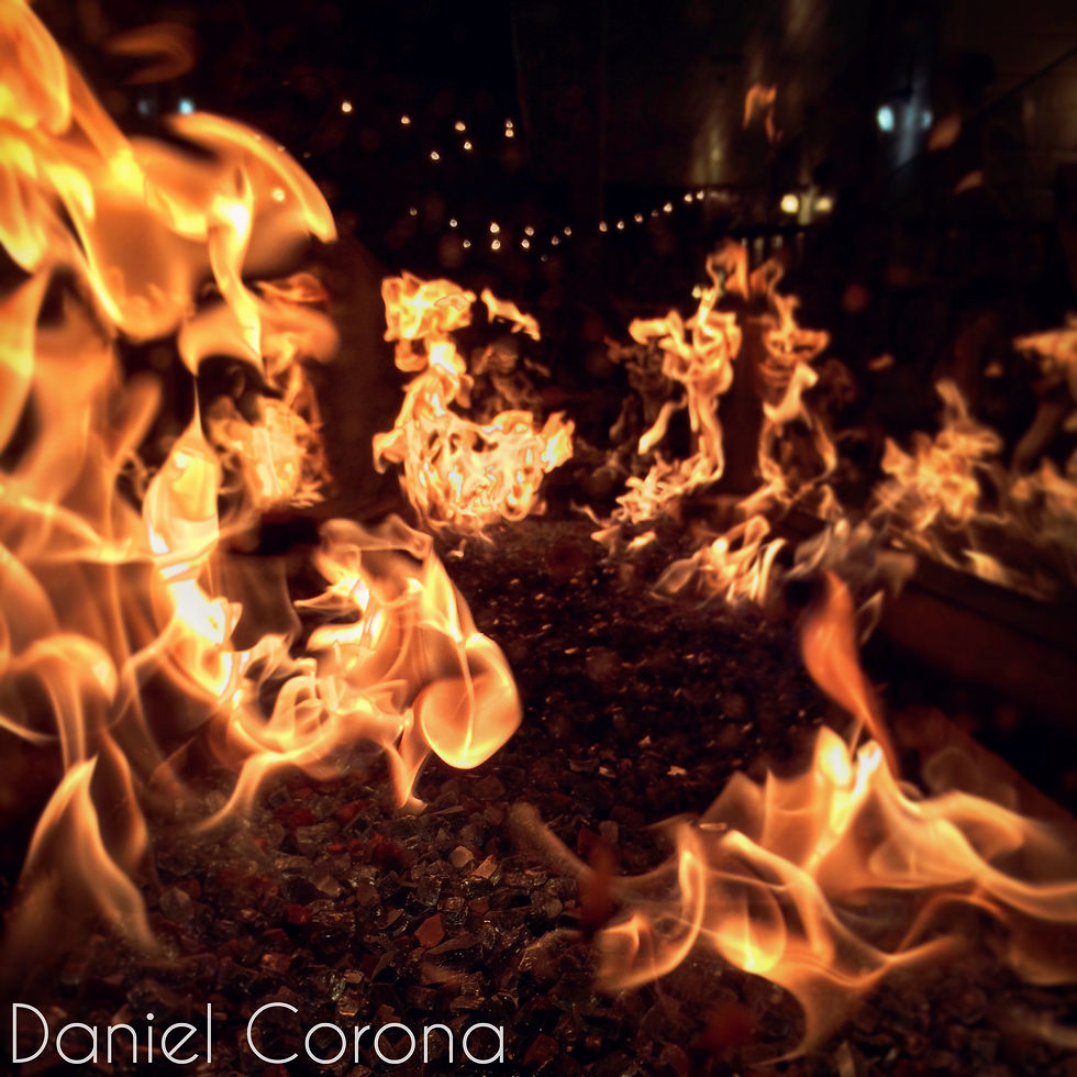 Fire in glass pit