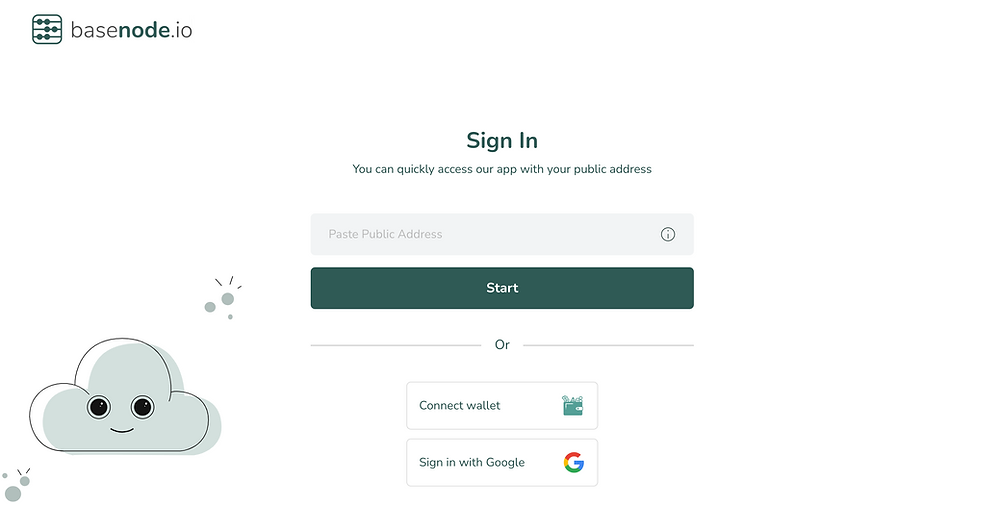 Sign-in as guest or with MetaMask, WalletConnect, or Google
