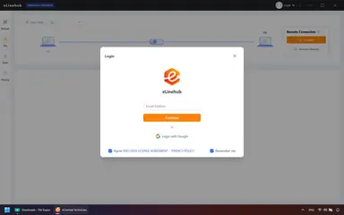 eLinehub 專家端軟體登入與註冊介面截圖,顯示以電子郵件登入的畫面。