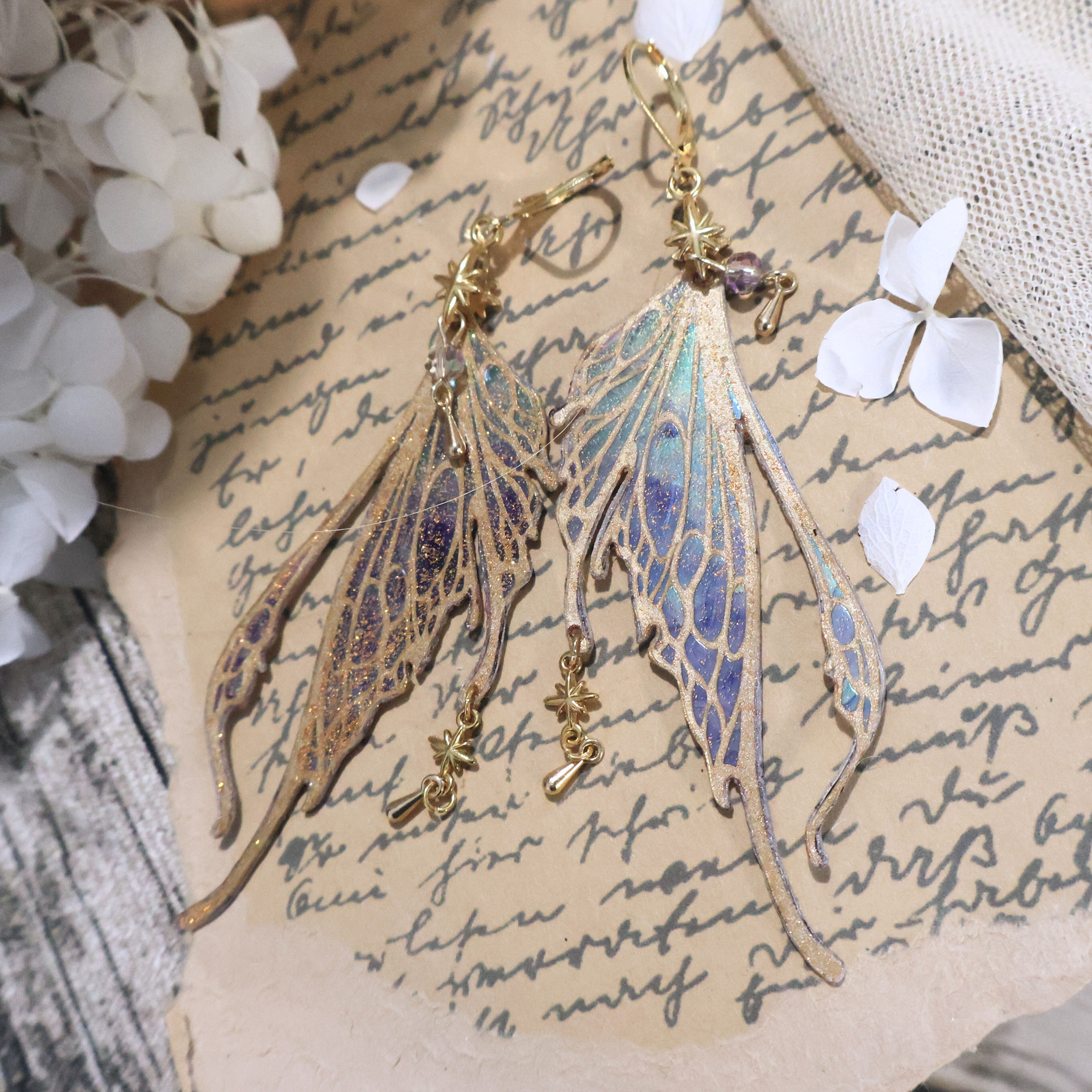 "Celestia" silver drop earrings