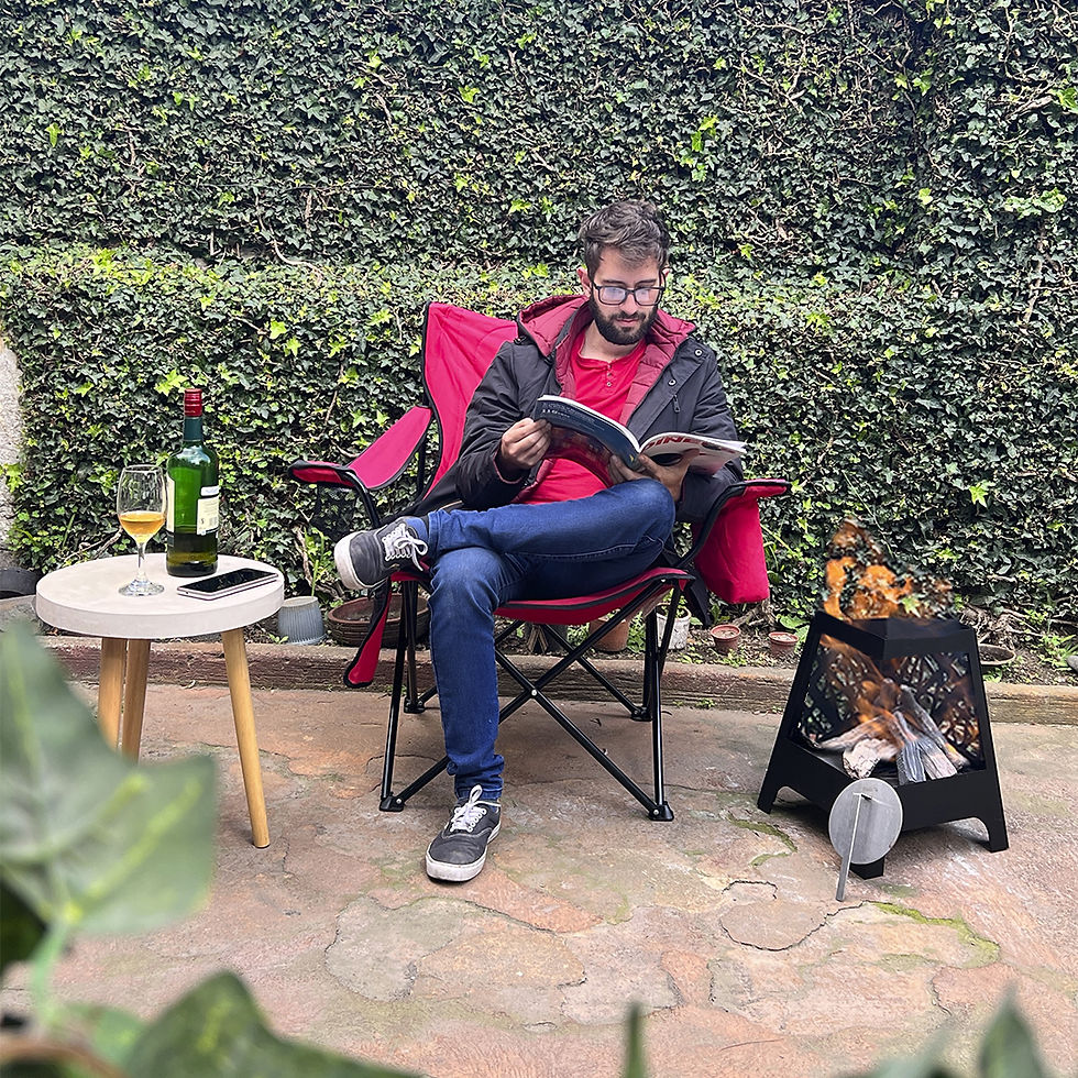 Miniatura: Fire Pit con leños volcánicos cafés
