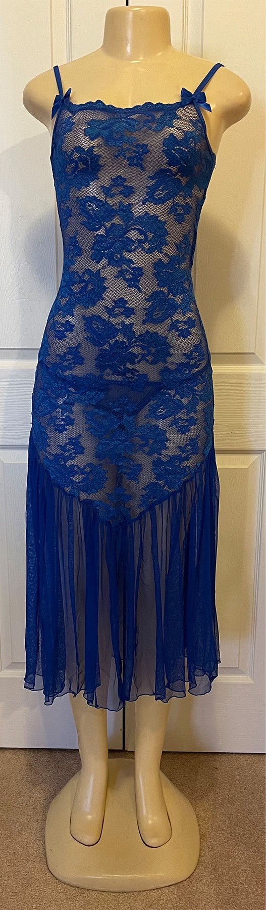 Thumbnail: Long Blue Lace Nighty