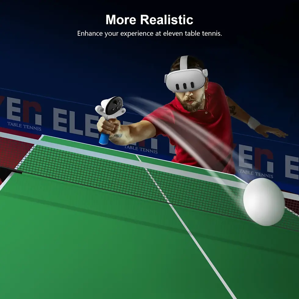 Player using meta quest accessories for Eleven Table Tennis.