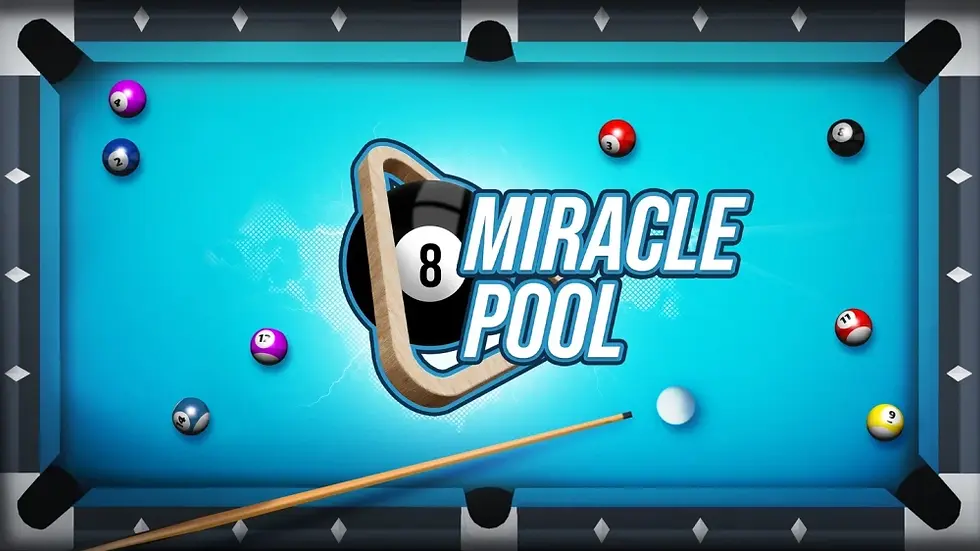 Miracle Pool logo on a VR Meta Quest sports game table.