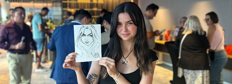 Girl and party caricature