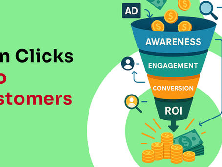 procedural funnel with roi at the bottom with gold coins and bills representing profits