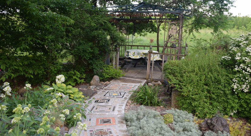 Picnic at the edge of Keppel Croft in a gazebo