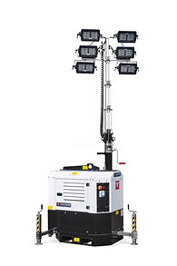 Modèle de tour d'éclairage Mantis Evo Skid avec une hauteur de mât de 7 m, fabriqué par Italtower, Piove di Sacco, Padoue.