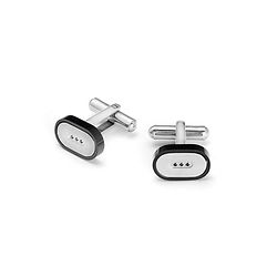 Men's cufflinks in steel with black PVD and black zirconia from the Zip collection by Comete Jewelry.