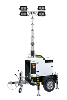 Modelo de la torre de iluminación Astrid Pro RT-L con motor Kohler y Yanmar, fabricado por Italtower, Padua.