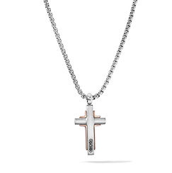 Collana da uomo in acciaio, pvd rosè e zirconi neri della Collezione Zip di Comete Gioielli