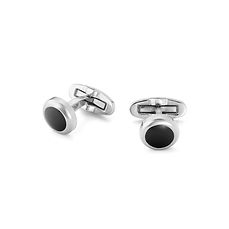 Runde Manschettenknöpfe für Herren aus Stahl und schwarzem Pvd der Kollektion Delta von Comete SCHMUCK