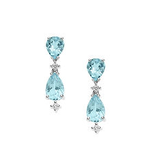 Orecchini in Oro Diamanti e Acquamarina della Collezione Gocce di Stelle Comete Gioielli