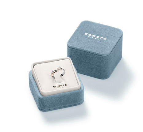 Cofanetto portafortuna dell'Anello donna Trilogy Oro bianco e Diamanti Collezione Pegni d'Amore Comete Gioielli