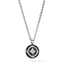 Collana da uomo con Rosa dei Venti in Acciaio e pvd nero della Collezione Navy di Comete Gioielli