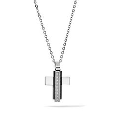 Collana da uomo con croce in acciaio e pvd nero della Collezione Texture Comete Gioielli