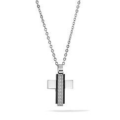 Collana da uomo con croce in acciaio e pvd nero della Collezione Texture Comete Gioielli