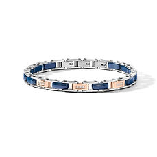 Herrenarmband aus Edelstahl, rosa pvd, blauer Keramik und weißen Diamanten aus der Senior Collection von Comete SCHMUCK