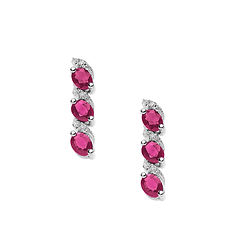Vittoria Collection Comete Jewellery Trilogy Earrings with Rubies and Diamonds in White Gold