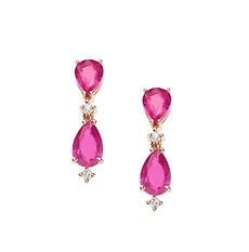 Orecchini in Oro Rosa Diamanti e Rubini della Collezione Gocce di Stelle Comete Gioielli