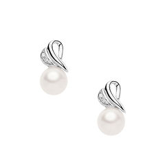 Ohrringe aus Weißgold mit Perlmutt und Diamanten Herz aus der Kollektion Love Pearls Comete SCHMUCK