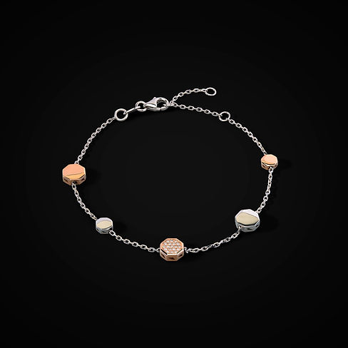 Women's luxury bracelet in size M with gold and diamond Ottagono, Barakà Jewelry