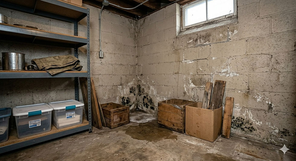 Hidden mold on basement walls