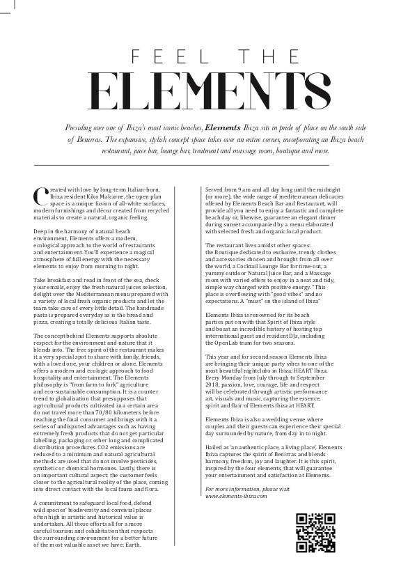 Elements Ibiza 2018 Fullscreen Page