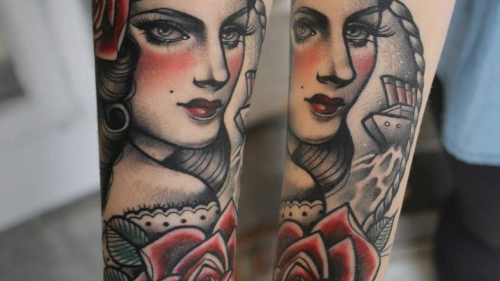 hilary jane colour tattoo portrait neo trad neo traditional