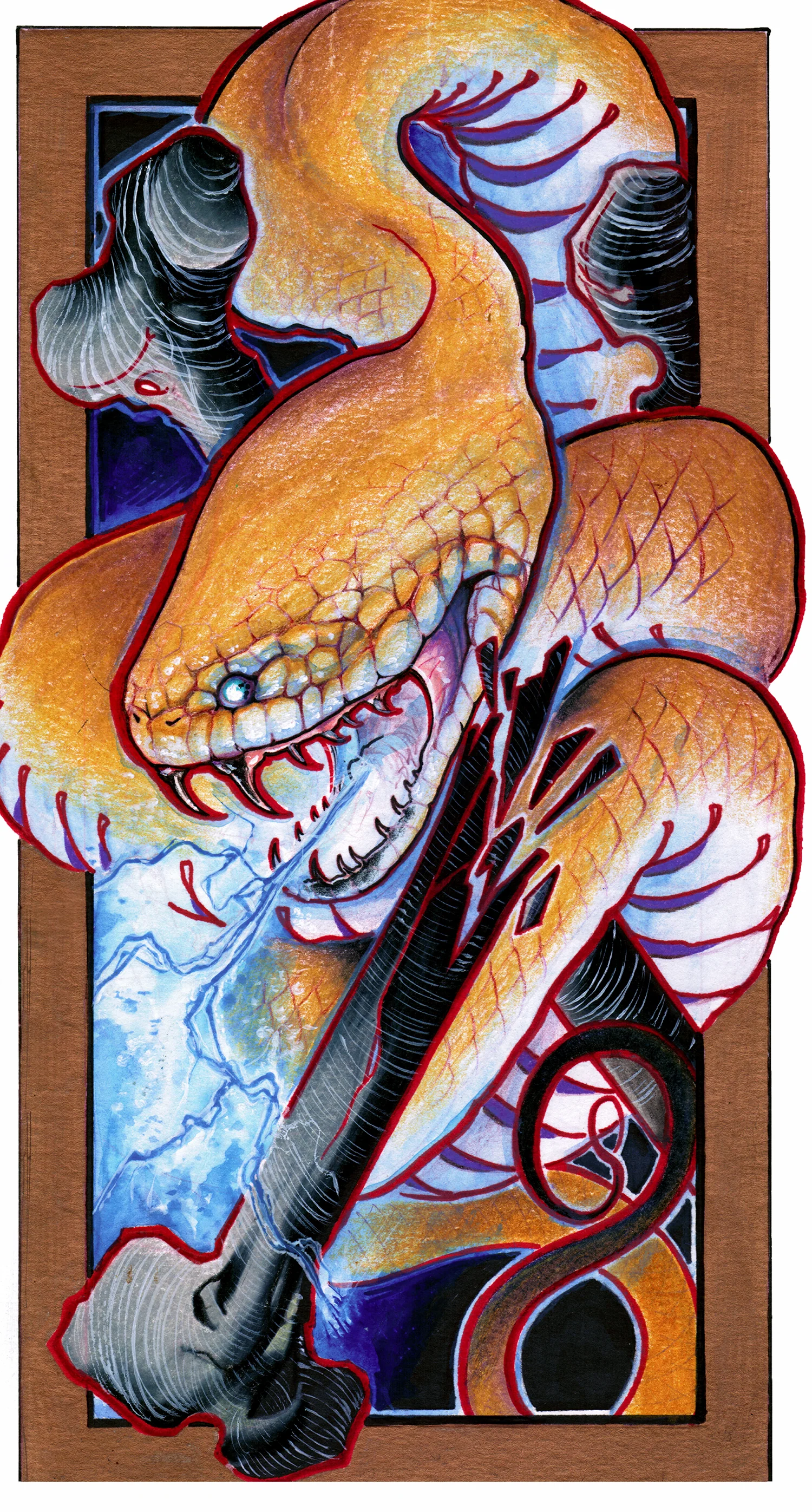 Colour snake painting done by tattoo artist Derek Lewis