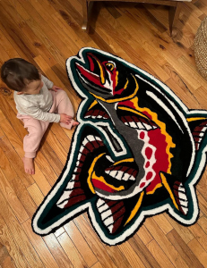 emmanuel audet tattoo artist traditional tattoo rug design salmon