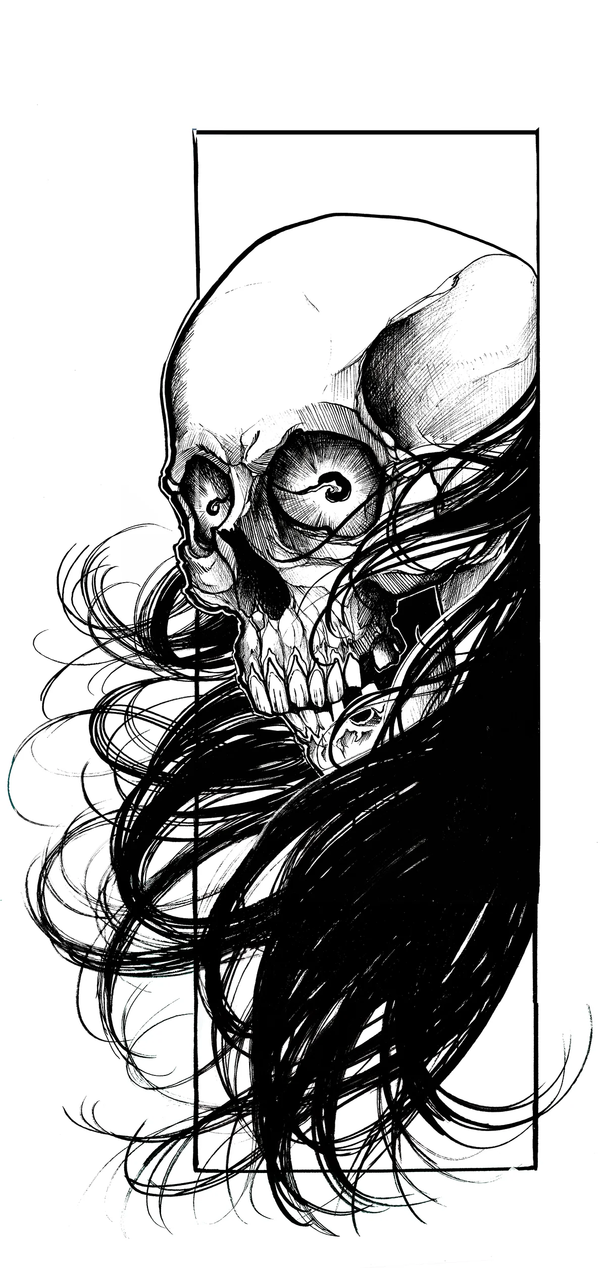 Painting by Ferek Lewis of the Lewis Family tattoo company of skull