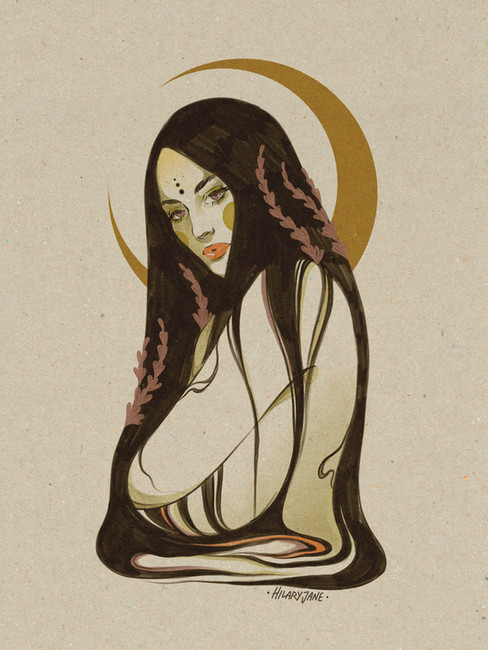 hilary jane artwork organic portrait pyschedelia
