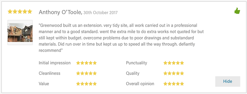 review for  Greenwood builders in stoke on Trent 