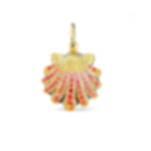 18k gold and pink to orange sapphire shell pendant