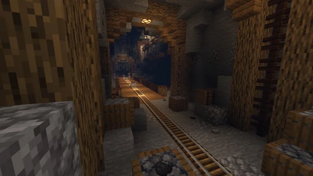 A player discovering hidden treasure in a secret room in a Minecraft mine.