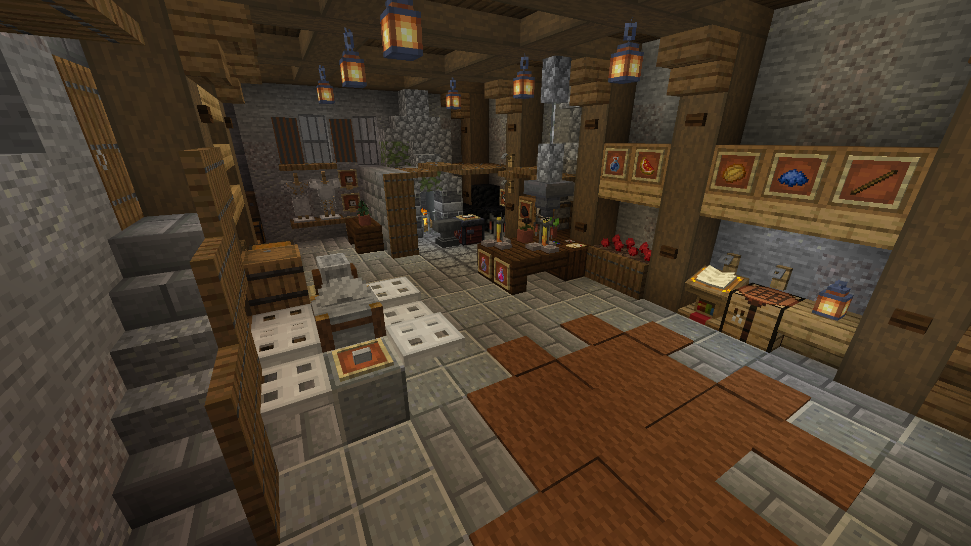 A Minecraft builder showcasing an intricate structure with detailed architectural elements.