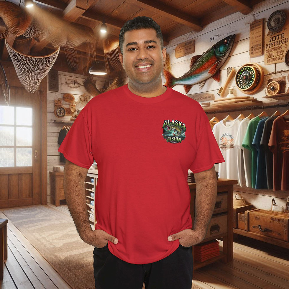 Thumbnail: Man wearing red graphic fishing t-shirt
