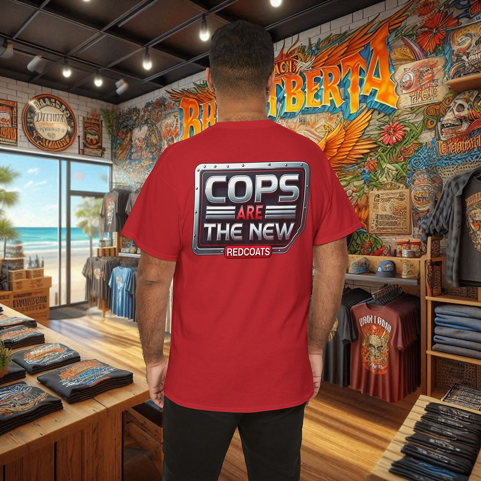 Thumbnail: Red 'Cops Are The New Redcoats' police accountability t-shirt