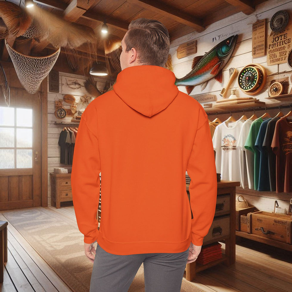 Thumbnail: Orange Northern Pike Fishing Sweatshirt, back view