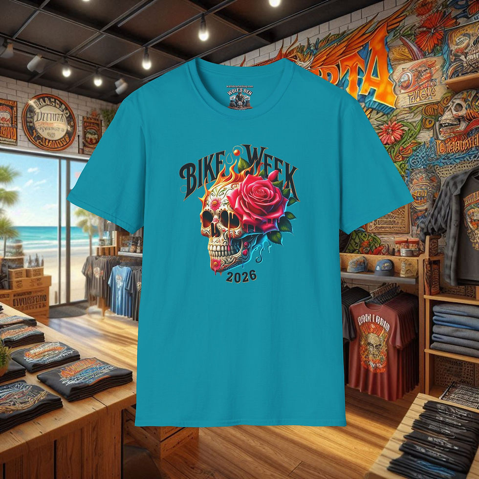 Thumbnail: Bike Week 2026 skull and rose graphic biker t-shirt