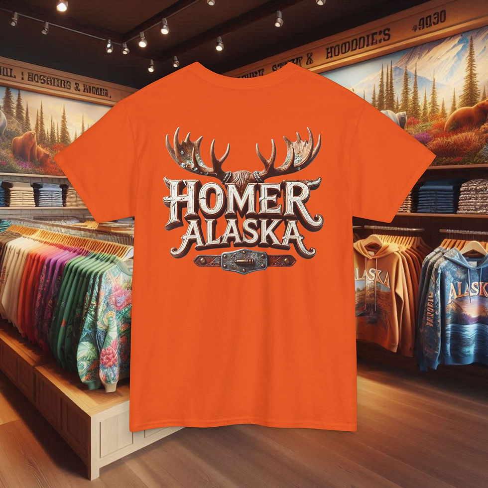 Thumbnail: Homer Alaska T-Shirt — Moose Antler Cabin Graphic Tee