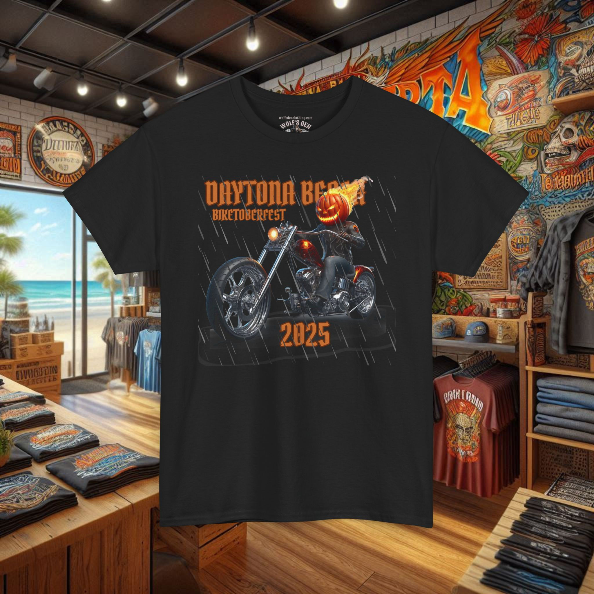 Black biker t-shirt, Headless Horseman Daytona Bikefest 2025