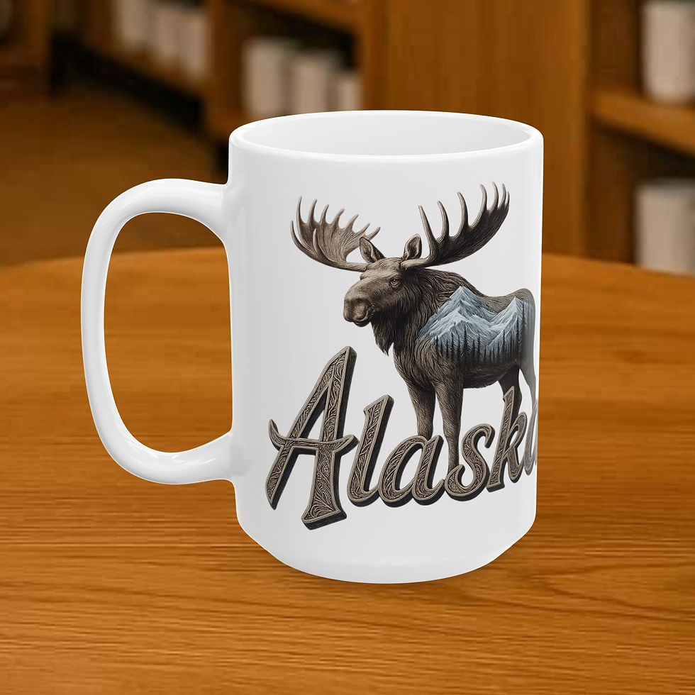 Thumbnail: White moose coffee mug with 'Alaska' text