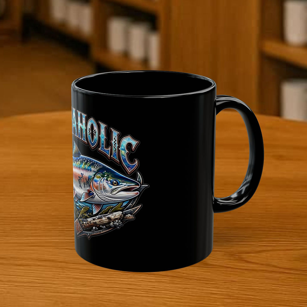 Thumbnail: Fishaholic Black Coffee Mug — Fishing Lover Gift (11oz & 15oz)