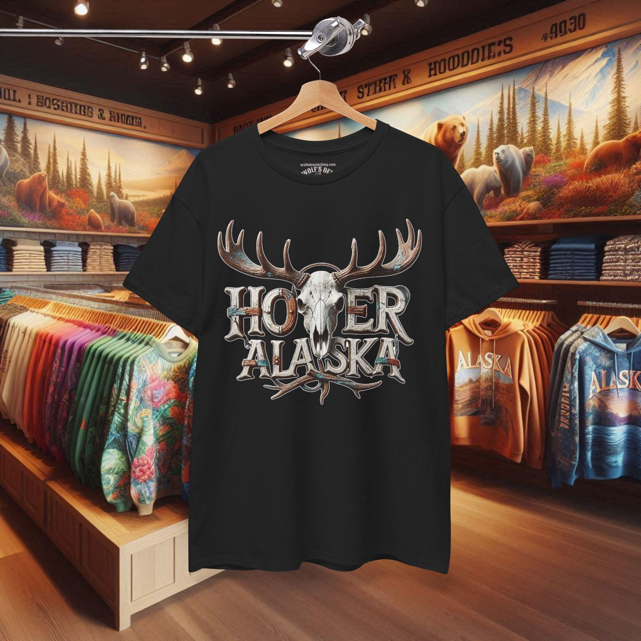Homer Alaska Moose Skull T‑Shirt — Rustic Hunting Graphic Tee