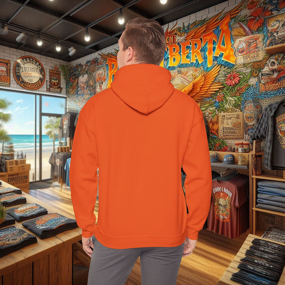 Thumbnail: Back of plain orange men's hoodie